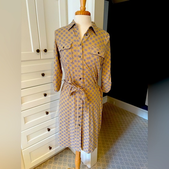 J. McLaughlin Geometric Patterned Shirt Dress - S - Picture 1 of 3